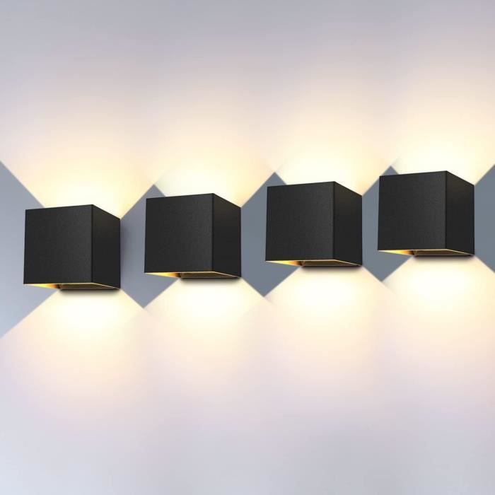 Applique Murale LED 12W Noir - YIKXIULF - Réglable IP65 pour Intérieur/Extérieur