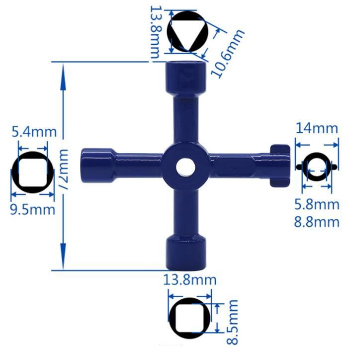 NON UTILIZZATO] Clé triangulaire 4 voies 5 tailles diamètre intérieur
