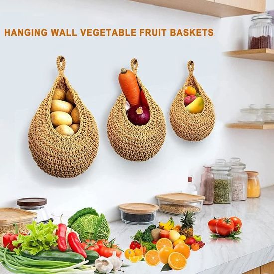 Yorbay Paniers à Légumes à fruits suspendue, Corbeille murale en métal pour  fruits et légumes, rangement legumes cuisine à 3 niveaux - Cdiscount Maison