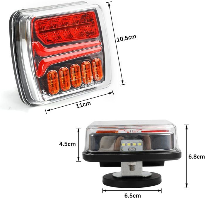 Kit Feux Remorque Sans Fil Magnétique D-TECH 12V 24V LED - Éclairage Arrière Rechargeable Étanche