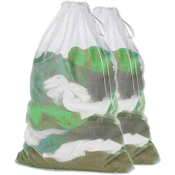 Sac à Dos Panier à Linge Robuste Avec Poche Filet - Noir, Polyester, 61x92cm - Neuf