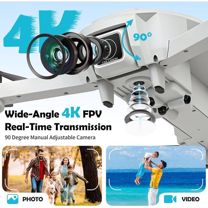 Drone GPS Professionnel – Double Caméra 4K – écran Intégré Sur Télécommande – Suivi Automatique – 3 Km De Portée – 40 Min De Vol – Détection D’obstacles