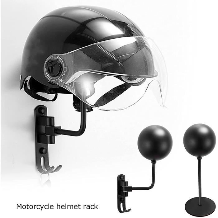 180 Porte-casque de moto, support de casque en métal rotatif fixé au mur,  support de casque vélo avec 2 hoo
