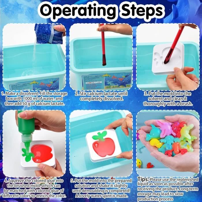 IWTBNOA Gels Magiques 3D CréAtifs, Elfe De L'eau Magique Pour Enfants, D'eau De Gels Magiques Pour Garçons Et Filles, Kit Créatif Enfant, 3D Créatifs Jouets éducatifs DIY Pour Enfants Cadeau