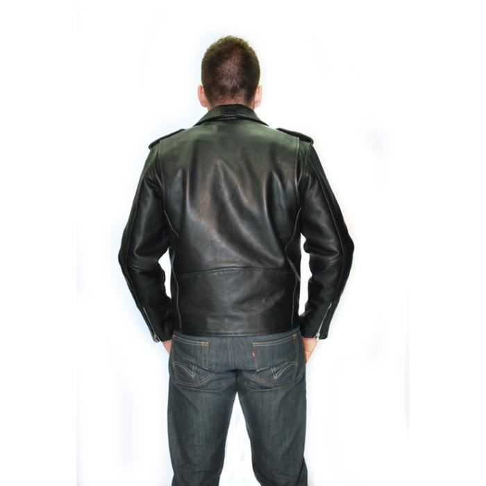 BLOUSON NOIR MOTO BIKER CUIR HOMME PERFECTO XL Cdiscount Auto