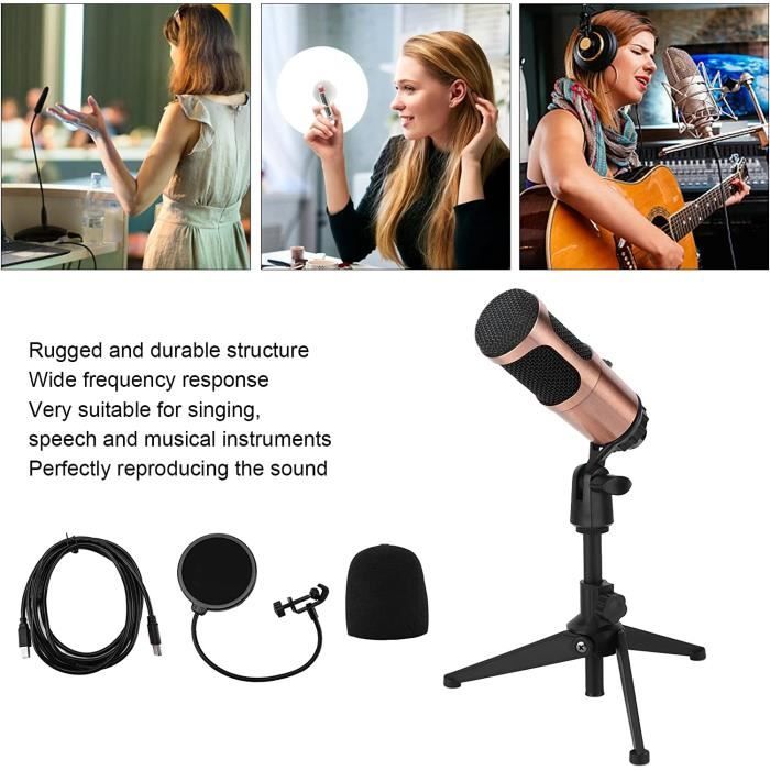 Microphone,Microphone USB E20 PC, micro avec bras Ring Light de 6 pouces,  Kit de Studio