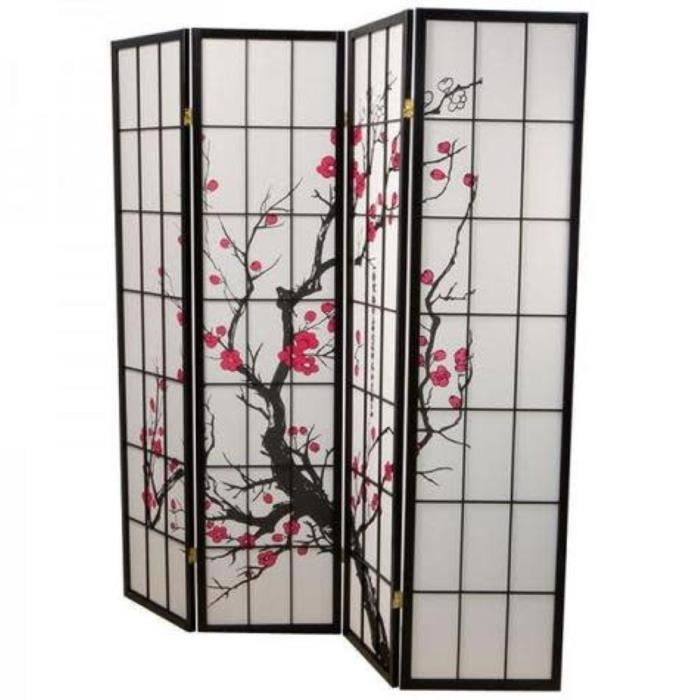 Paravent Shoji Homestyle4u – 3 Panneaux, Bois, 170x120 Cm, Séparateur Pièce
