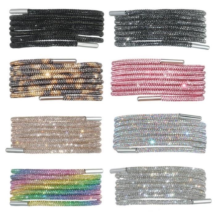 Lacets Strass Pailletés Léopard - Longueur 120 Cm - Pour Sneakers, Bottes, Fêtes Et Festivals - 1 Paire (2 Lacets)