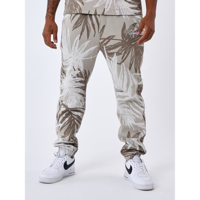 Bas de jogging motif all over feuilles de palmier PROJECT X PARIS Homme Beige Cdiscount Pret a Porter
