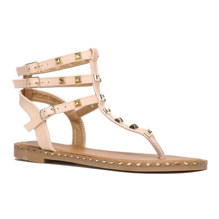 Nu pieds beiges clous dor s Beige Cdiscount Chaussures