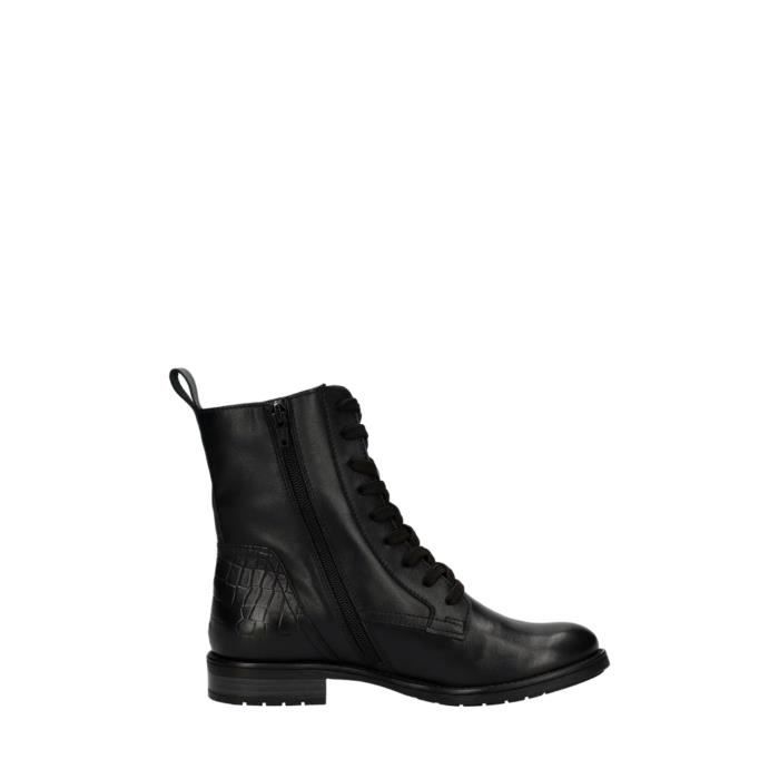 Bottines Femme Bugatti Ref Noir Cuir Talon Plat Hauteur Moyenne Noir Cdiscount Chaussures