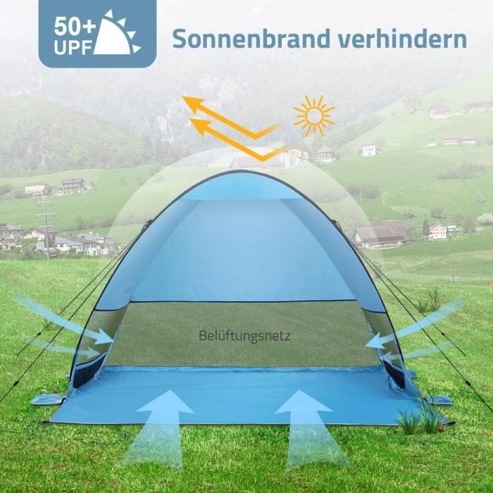 Tente De Plage Pop Up Automatique Protection UV50+ - Abri Portable Famille Avec Sac Transport