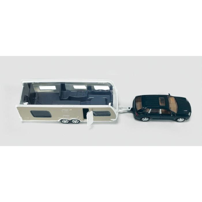 Jouet SIKU 1629 - Voiture Avec Caravane Amovible - Volkswagen Beetle - Métal/Plastique - 16.4cm - Jaune/Argent