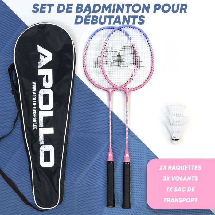Set de badminton dans un sac portable: 2 raquettes - 3 navettes - filet