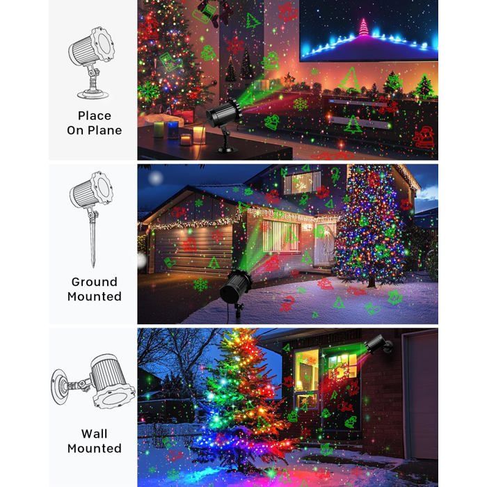 Projecteur Laser Noël étoiles Et Lucioles – IP65 étanche – Télécommande – Pour Jardin, Façade, Fête