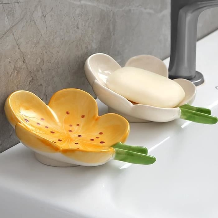 Porte Savon Céramique Coquillage - Antidérapant, Design Élégant Pour Salle De Bain, Cuisine, Douche - Blanc