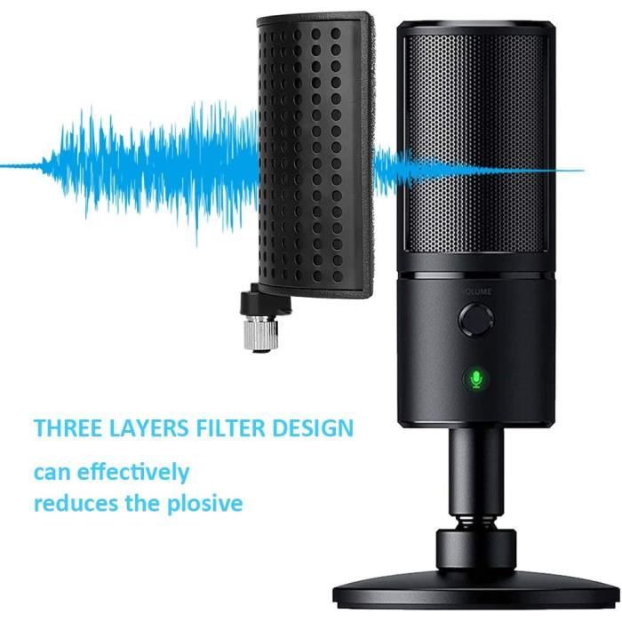 Filtre Anti Pop Professionnel du Micro Blue Yeti X - Bouclier de Microphone  avec 3 Couches Améliorant la Qualité Sonore pour Microphone à Condensateur