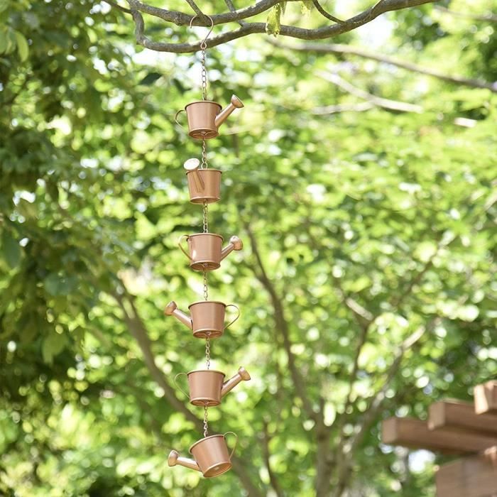 Chaîne De Pluie Lotus 2 Mètres - Décoration De Jardin Avec 5 Fleurs - Écoulement Eau Élégant - 12