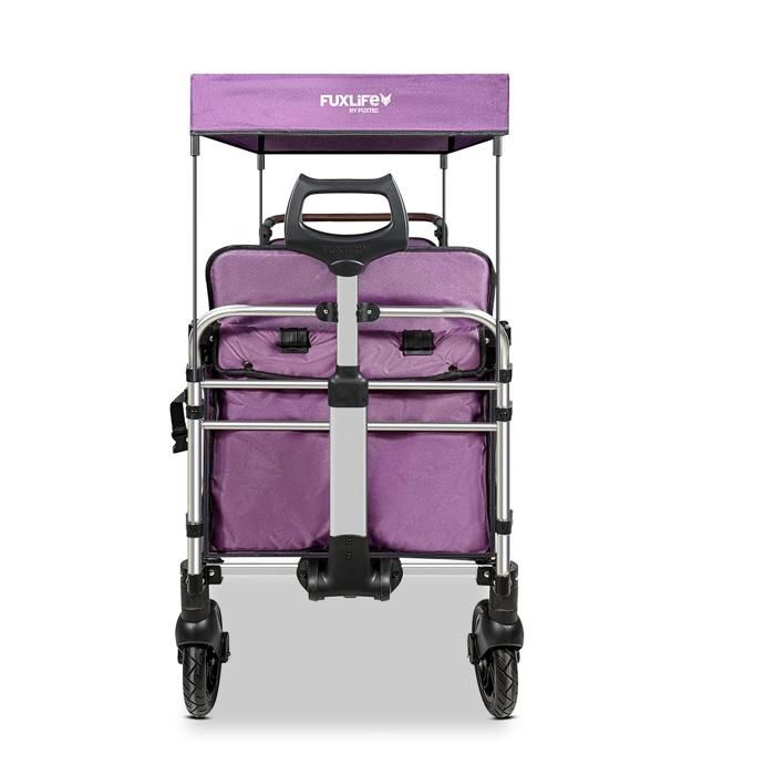 FableKids Chariot Leo X4Lite – Pliable – Toit – 2 Sièges 20 Kg Chacun – Harnais 5 Points – Frein Pied – Noir