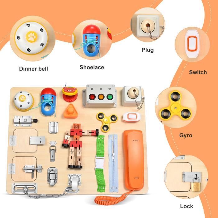 Busy Board Montessori - Planche D'activités Bois Pour Enfants 1-3 Ans