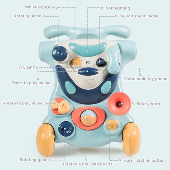Trotteur Bebe Evolutif Bleu 3 En 1 Trotteur Chariot De Marche Avec Musique Et Activites D Eveil Pour Les Bebes De Plus De 6 Mois Cdiscount Puericulture Eveil Bebe