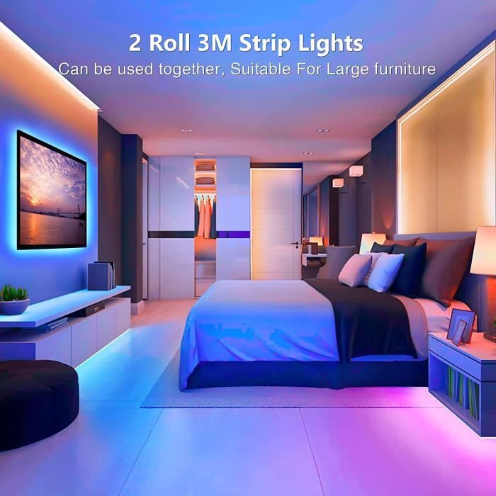 Ruban LED, Hoteril Bande LED 6M [2*3M] 5050 RGB Etanche avec Télécommande ,  Bandeau Lumineux 16 Couleurs et 4 Modes, Luminosité-Vi - Cdiscount Maison