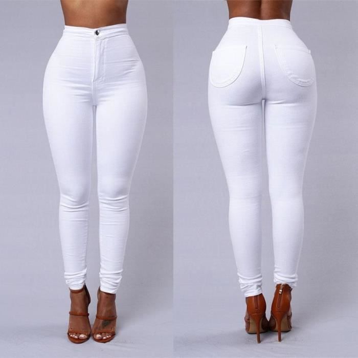 Pantalon femme taille haute stretch Bourgogne Coupe Regular Taille haute Blanc Blanc Cdiscount Pret a Porter