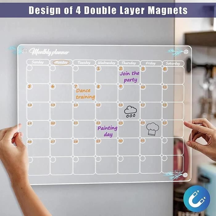 Weekly Planner Magnetique Frigo 2 Panneaux Acryliques