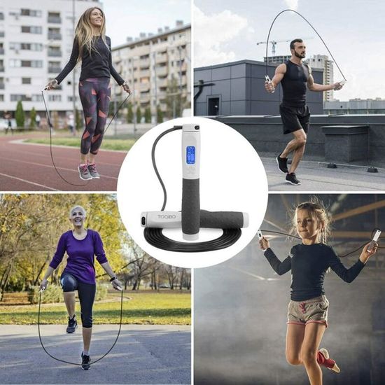 Corde à Sauter Sans Fil TOQIBO Avec Compteur De Calories – Idéale Pour La Vitesse Et L'endurance