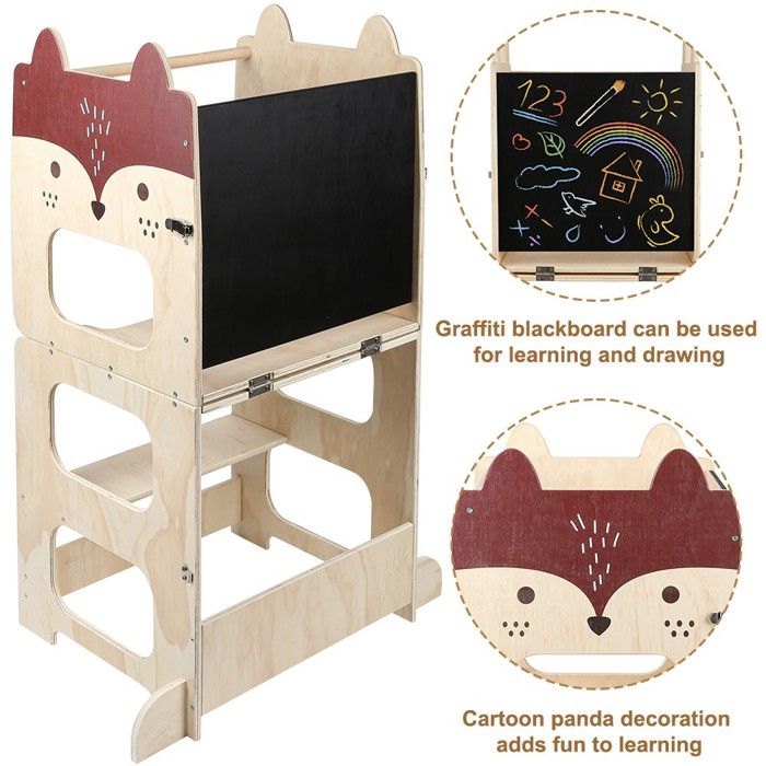 Yorbay Tour D'apprentissage à Partir De 1 An : Tour D'observation Montessori Réglable En Hauteur Sur 3 Niveaux Avec Protection Anti-basculement - Solide Et élégant Tour D'apprentissage Pour Enfants