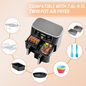 2 Moules En Silicone Pour Air Fryer - 21x14x7 Cm | Anti-adhésif, Résistant à La Chaleur | Compatible Ninja, Instant Pot, Etc. | Pour Cuisson Air Fryer Et Four