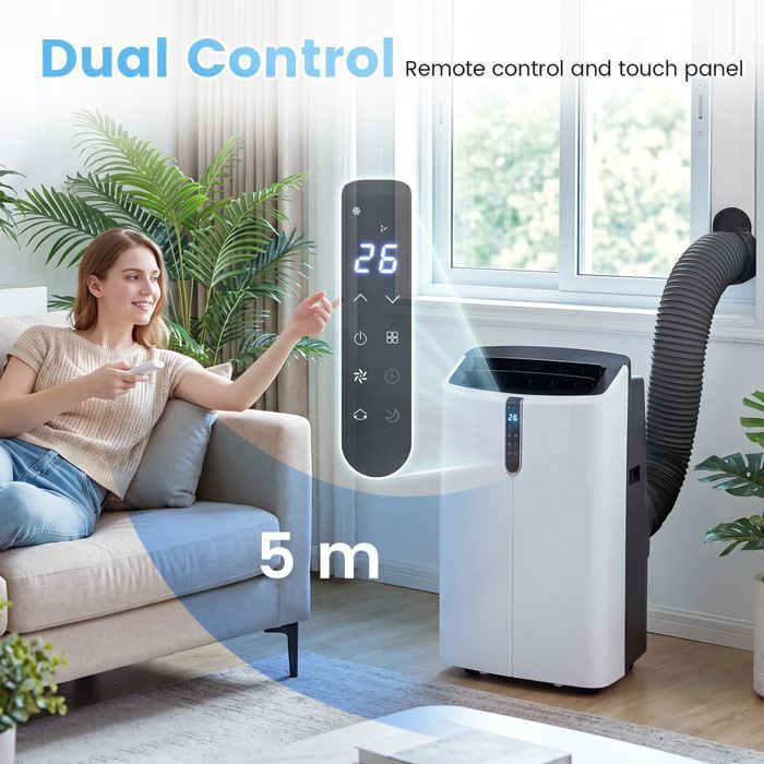 Climatiseur mobile réversible COSTWAY WiFi COSTWAY R290 5 en 1 12000 BTU