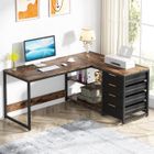 BRAND Tribesigns Bureau d'angle en Forme de L avec étagères, avec Support D'écran et étagères pour Bureau, 150 x 120 x 75cm, Marron