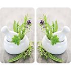 Protection plaque de cuisson - WENKO - Herbes - Verre trempé - Lot de 2 - 30x52 cm