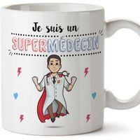 Médecin Tasses Originales de café et Petit-déjeuner   - Je suis Un Super Medécin - Céramique 350 ML 1