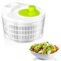 Essoreuse à Salade,Couverts à Salade Grande Capacité(3L),Essorage Facile et Rapide,Gain de Place,Utilisable comme Saladier ou Passoi