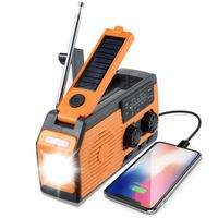  Leytn® Radio Portbale à Manivelle Solaire avec Batterie 5000mAh Lampe de Poche Alarme SOS et WB/AM/FM pour Camping Randonnée 