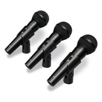 WOODBRASS MM5S - Pack de 3 Microphones Dynamiques Cardioides + Malette et Accessoires - Micro Parfait pour Sono Voix & Instruments