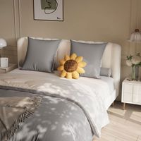 Parure De Lit 4 Pièces 160x200 Cm - Housse De Couette 220x150 Cm + Drap Housse + 2 Taies 80x80 Cm - Gris Foncé/clair