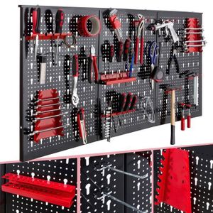 MODULE OUTILS AREBOS Mur d'outils en Trois Parties | Jeu de Crochets de 17 pièces | 120 x 60 x 2 cm