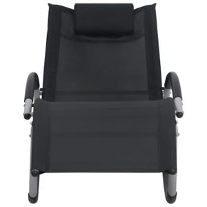 CHAISE LONGUE Chaise longue avec oreiller Noir Textilène-DIO7556279982606