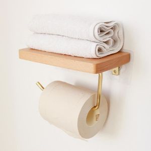 SERVITEUR WC SERVITEUR WC--Porte serviettes en bois, en laiton 