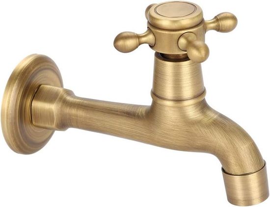 Robinet De Jardin Vintage En Laiton - Fixation Murale - Filetage G1/2 - Pour Extérieur/Cuisine/Salle De Bain