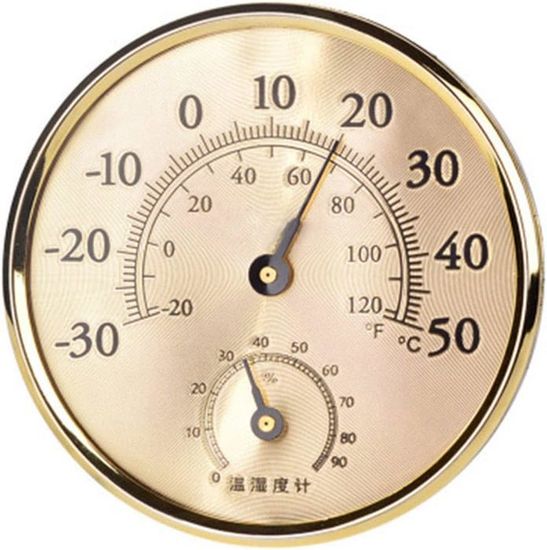 Station Météo Vintage 4 En 1 – Baromètre, Thermomètre, Hygromètre & Horloge En Laiton – Diamètre 9,8 Cm, Élégante Pour Maison, Bureau, Bateau Ou Pêche