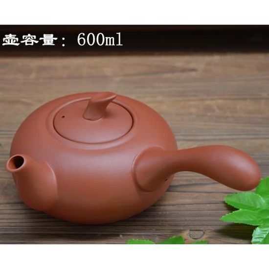 Théière Argile Violette Artisanale + 4 Tasses – Filtre Intégré – Poignée Isolante Anti-brûlure – Style Vintage Chinois