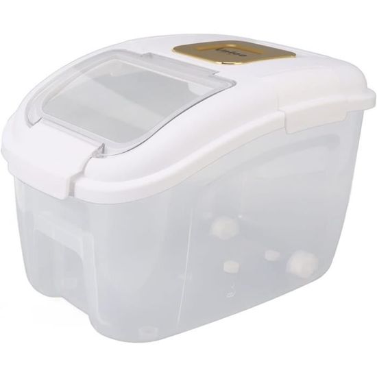 Boîte De Rangement Pour Riz 6 Kg - Conteneur De Stockage Alimentaire Gris Avec Couvercle Rabattable