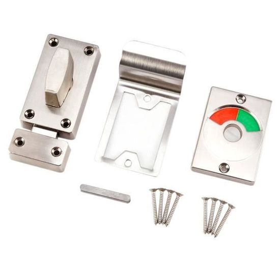 Serrure Pour WC Public Avec Indicateur Occupé/Libre - En Acier Inox, Couleur Bronze, Pour Portes De Toilette