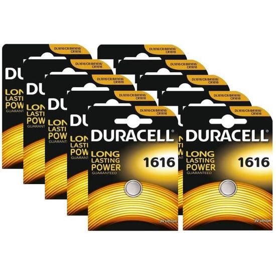 Lot De 10 Piles Bouton CR1616 3V Au Lithium – Pour Télécommande, Montre, Calculatrice, Clé De Voiture – Remplacement BR1616, DL1616, Etc.