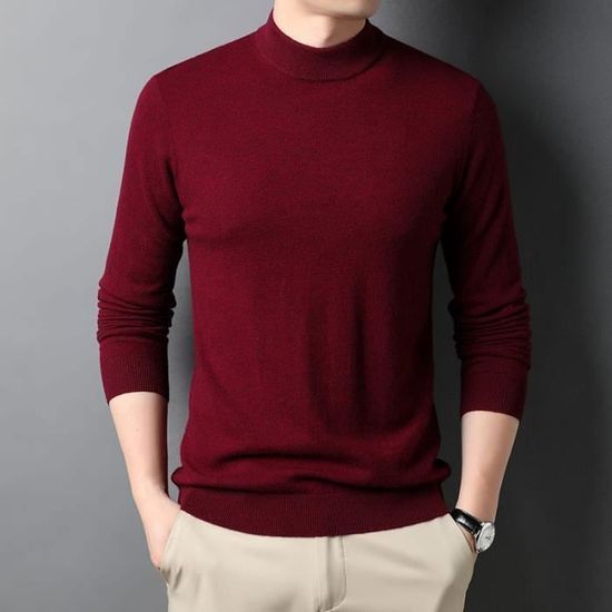 Pull En Laine à Col Rond Pour Homme Automne Hiver Doux Épais Chaud Tricot Pull Top, Beige, S