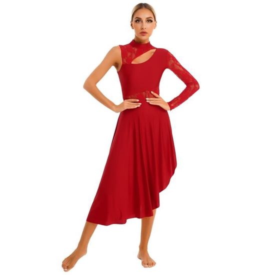 Linjinx Robe Danse Classique Femme Justaucorps Danse Gymnastique Sans Manches Asymétrique Robe Danse Latine Jazz Rumba Salsa Valse Tango Performance Robe Soirée S-XXL Blanc S